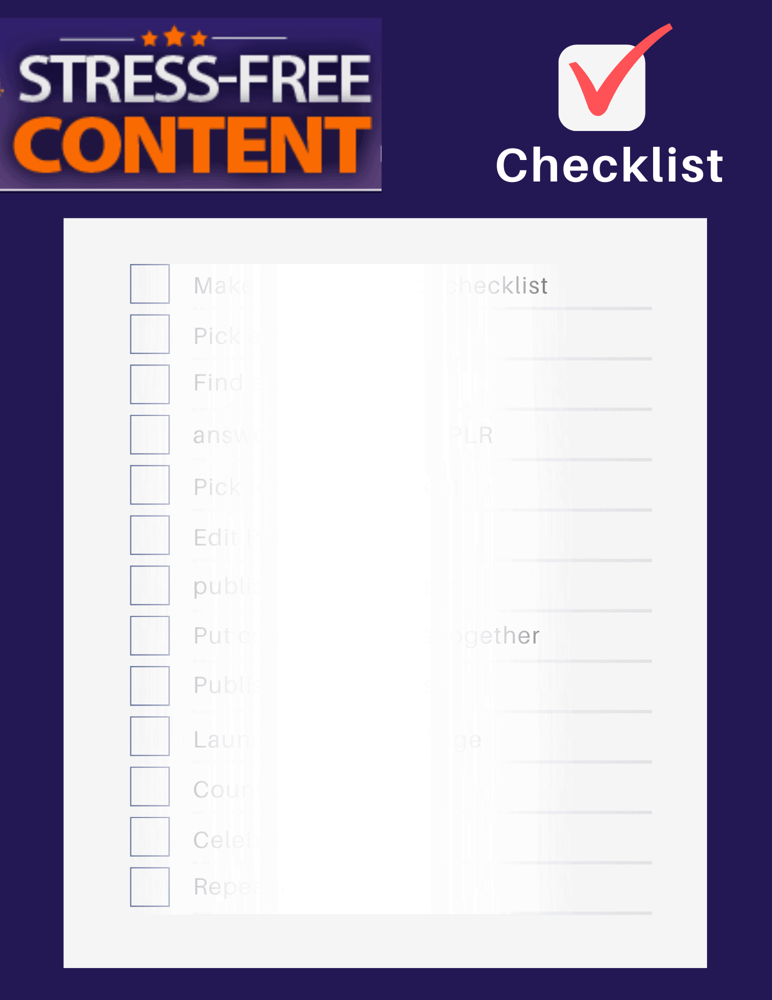 stress-free content checklist